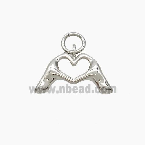 Copper Hand Heart Pendant Lover Platinum Plated