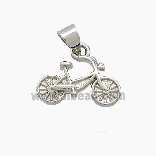 Copper Bicycle Pendant Platinum Plated