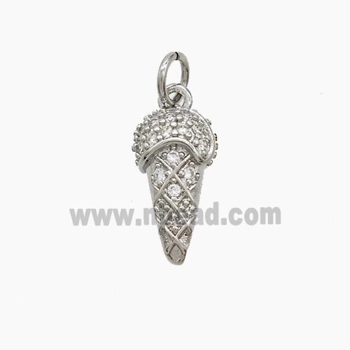 Copper Ice Cream Pendant Pave Zirconia Platinum Plated
