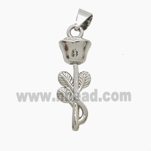 Copper Flower Pendant Platinum Plated