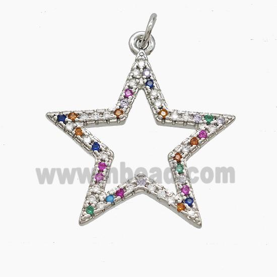 Copper Star Pendant Pave Zirconia Platinum Plated