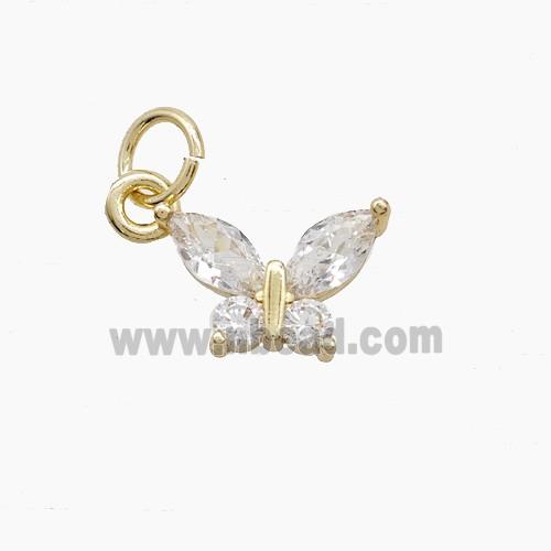 Copper Butterfly Pendant Pave Zirconia Gold Plated