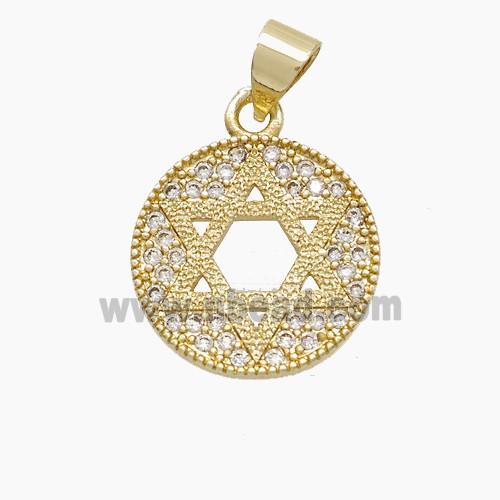 Copper DavidStar Pendant Pave Zirconia Gold Plated