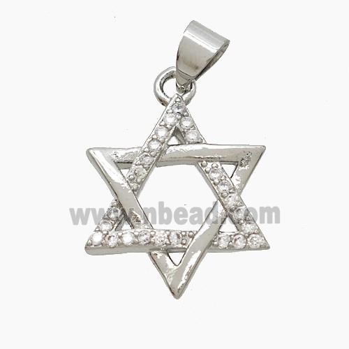 Copper DavidStar Pendant Pave Zirconia Platinum Plated