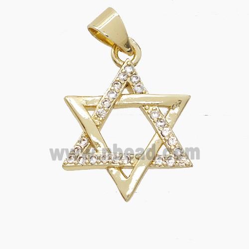 Copper DavidStar Pendant Pave Zirconia Gold Plated