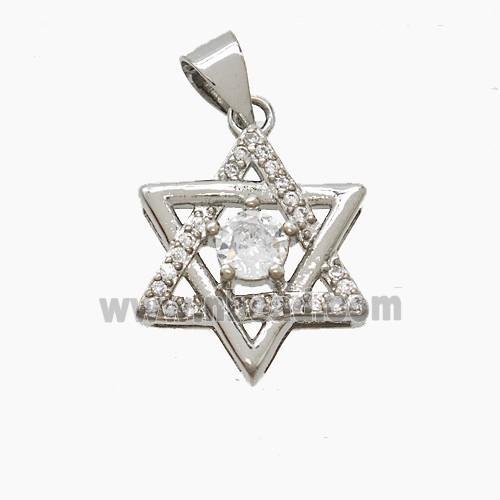 Copper DavidStar Pendant Pave Zirconia Platinum Plated