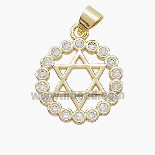 Copper DavidStar Pendant Pave Zirconia Gold Plated
