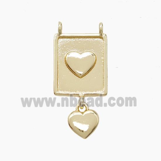 Copper Heart Pendant 2loops Gold Plated