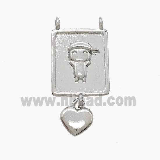 Copper Kidsboy Pendant 2loops Heart Platinum Plated