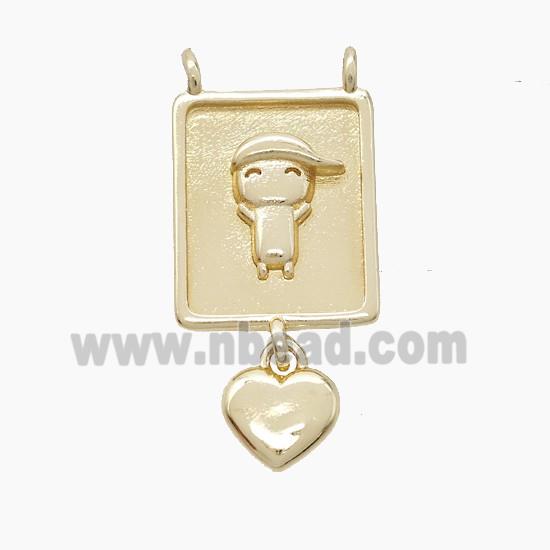 Copper Kidsboy Pendant 2loops Heart Gold Plated