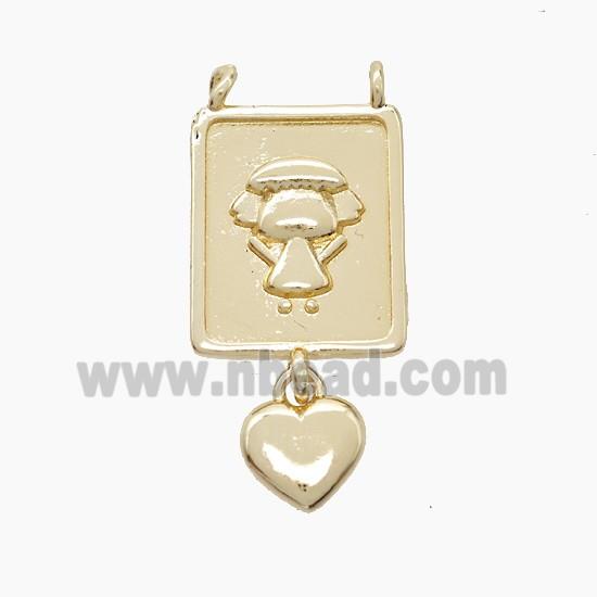 Copper Kids Girls Pendant 2loops Heart Gold Plated