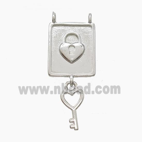 Copper Key Lock Pendant 2loops Platinum Plated