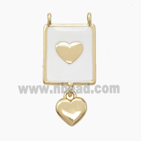 Copper Heat Pendant White Enamel 2loops Gold Plated