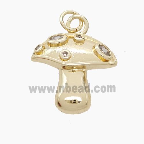 Copper Mushroom Pendant Pave Zirconia Gold Plated