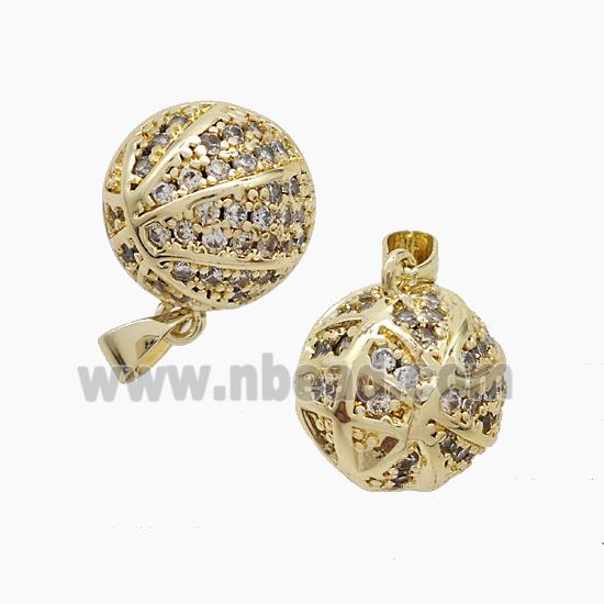 Copper Basketball Pendant Pave Zirconia Sports Gold Plated