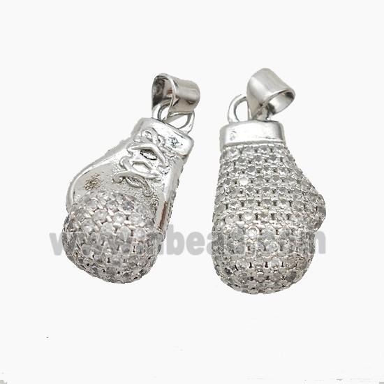 Baseball Gloves Copper Pendant Pave Zirconia Sports Platinum Plated