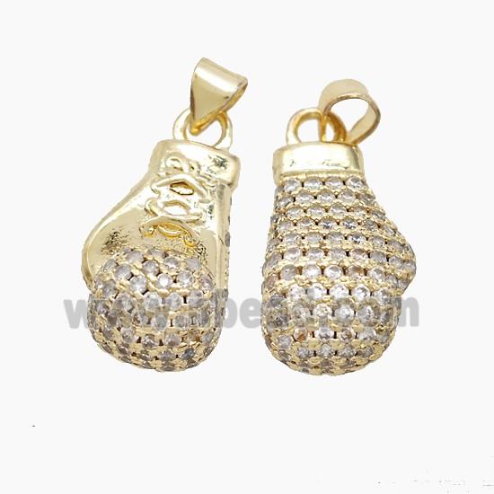 Baseball Gloves Copper Pendant Pave Zirconia Sports Gold Plated
