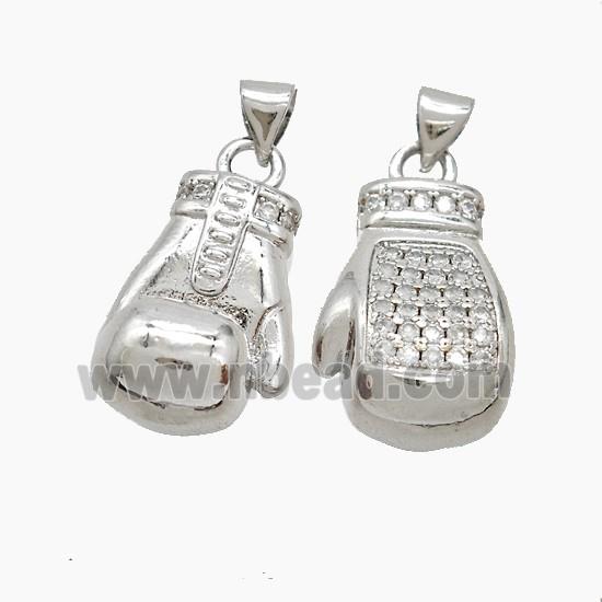 Baseball Gloves Copper Pendant Pave Zirconia Sports Platinum Plated