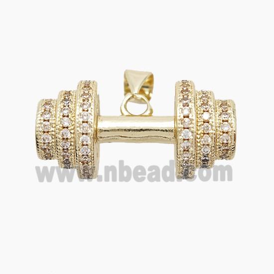 Copper Barbell Pendant Pave Zirconia Sports Gold Plated