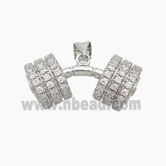 Copper Barbell Pendant Pave Zirconia Sports Platinum Plated