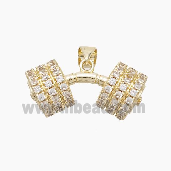 Copper Barbell Pendant Pave Zirconia Sports Gold Plated