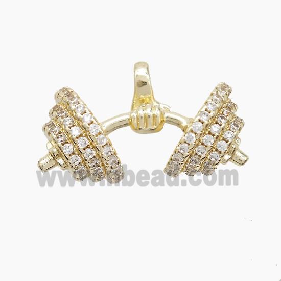 Copper Barbell Pendant Pave Zirconia Sports Gold Plated