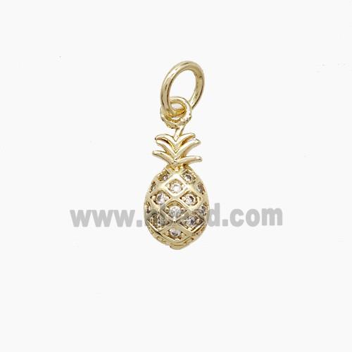 Copper Pineapple Pendant Pave Zirconia Gold Plated