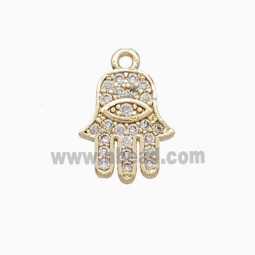 Copper Hamsahand Pendant Pave Zirconia Gold Plated
