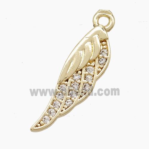 Copper Angel Wings Pendant Pave Zirconia Gold Plated