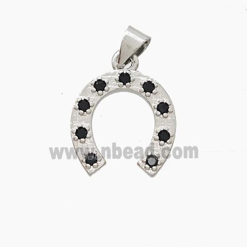 Copper Horseshoe Pendant Pave Zirconia Platinum Plated