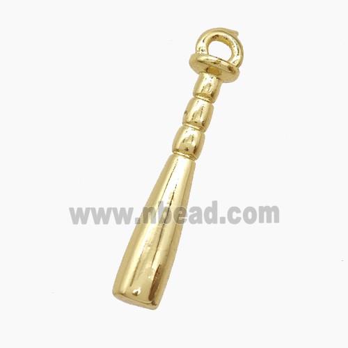 Baseball Bat Charms Copper Pendant Sports Gold Plated