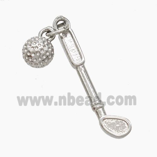 Copper Golf And Ball Pendant Sports Platinum Plated