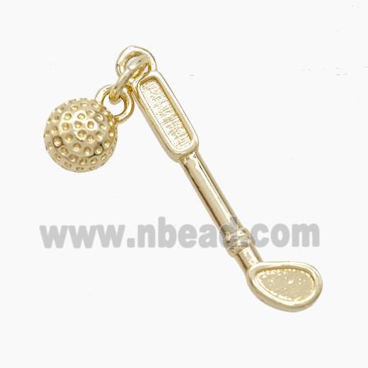 Copper Golf And Ball Pendant Sports Gold Plated