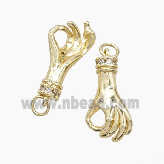 Copper Hand Pendant Pave Zirconia Okay Sign Gold Plated