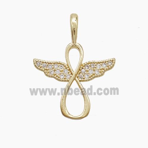 Copper Infinity Angel Wings Pendant Pave Zirconia Gold Plated