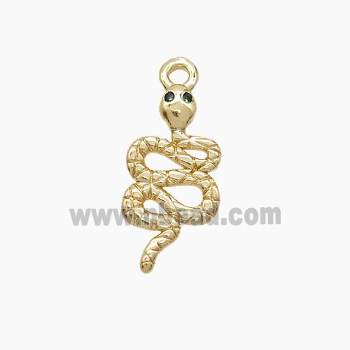Copper Snake Pendant Pave Zirconia Gold Plated