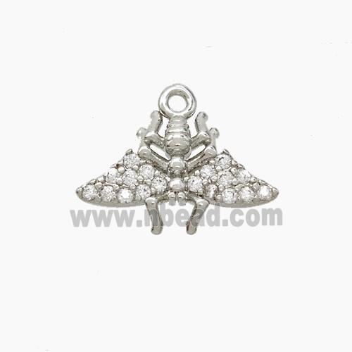 Copper Bee Pendant Pave Zirconia Platinum Plated