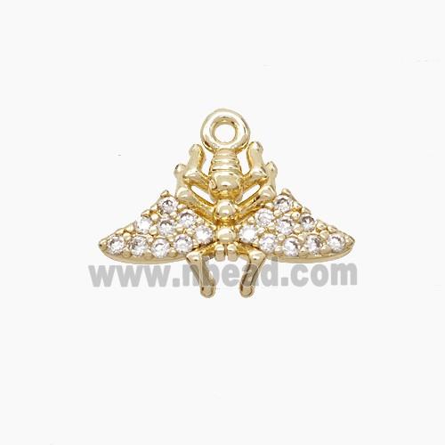 Copper Bee Pendant Pave Zirconia Gold Plated