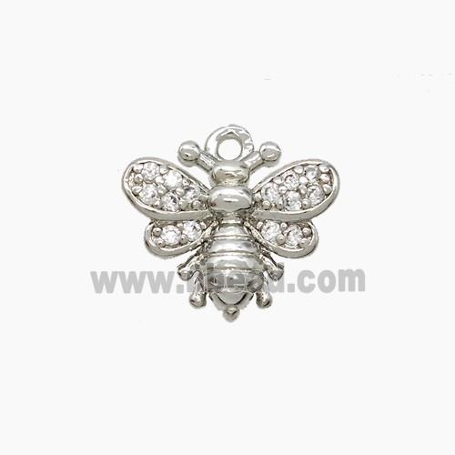 Copper Honeybee Pendant Pave Zirconia Platinum Plated