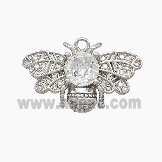 Copper Honeybee Pendant Pave Zirconia Platinum Plated