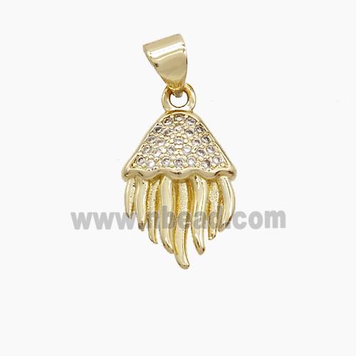 Copper Jellyfish Pendant Pave Zirconia Gold Plated