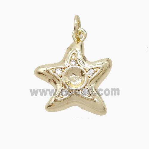 Copper Starfish Pendant Pave Zirconia Gold Plated