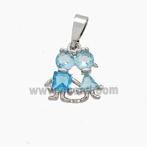 Copper Kids Pendant Pave Crystal Glass Platinum Plated