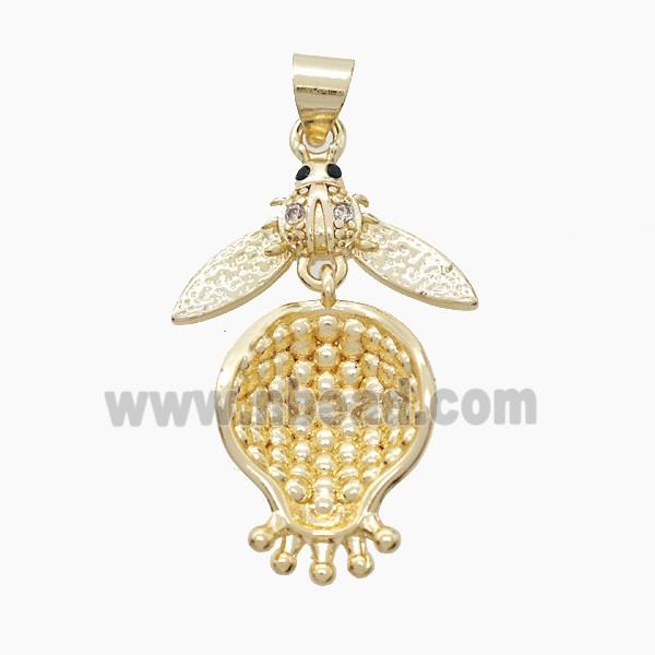 Copper Ladybug Pendant Pave Zirconia Gold Plated