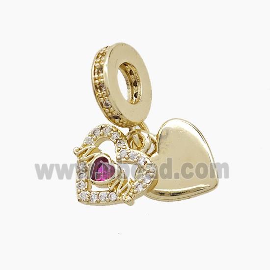 Copper Heart MOM Pendant Pave Zirconia Gold Plated