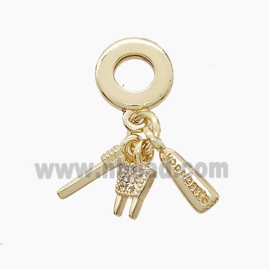 Copper Pendant Pave Zirconia Key Gold Plated