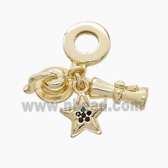 Copper Star Pendant Pave Zirconia Gold Plated
