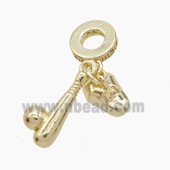 Copper Baseball And Bat Helmet Pendant Gold Plated