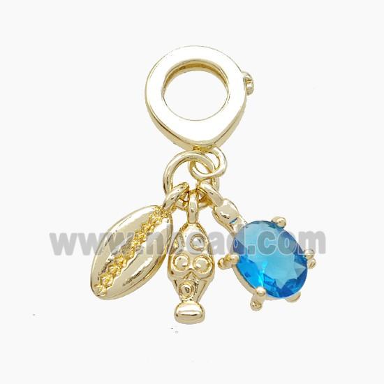 Copper Tortoise And Conch Shell Pendant Pave Crystal Glass Gold Plated