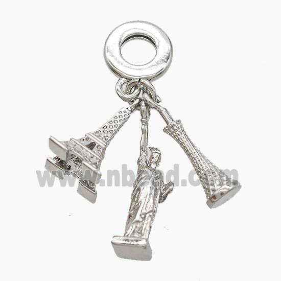 Eiffel Tower And Statue Canton Tower Charms Copper Pendant Platinum Plated